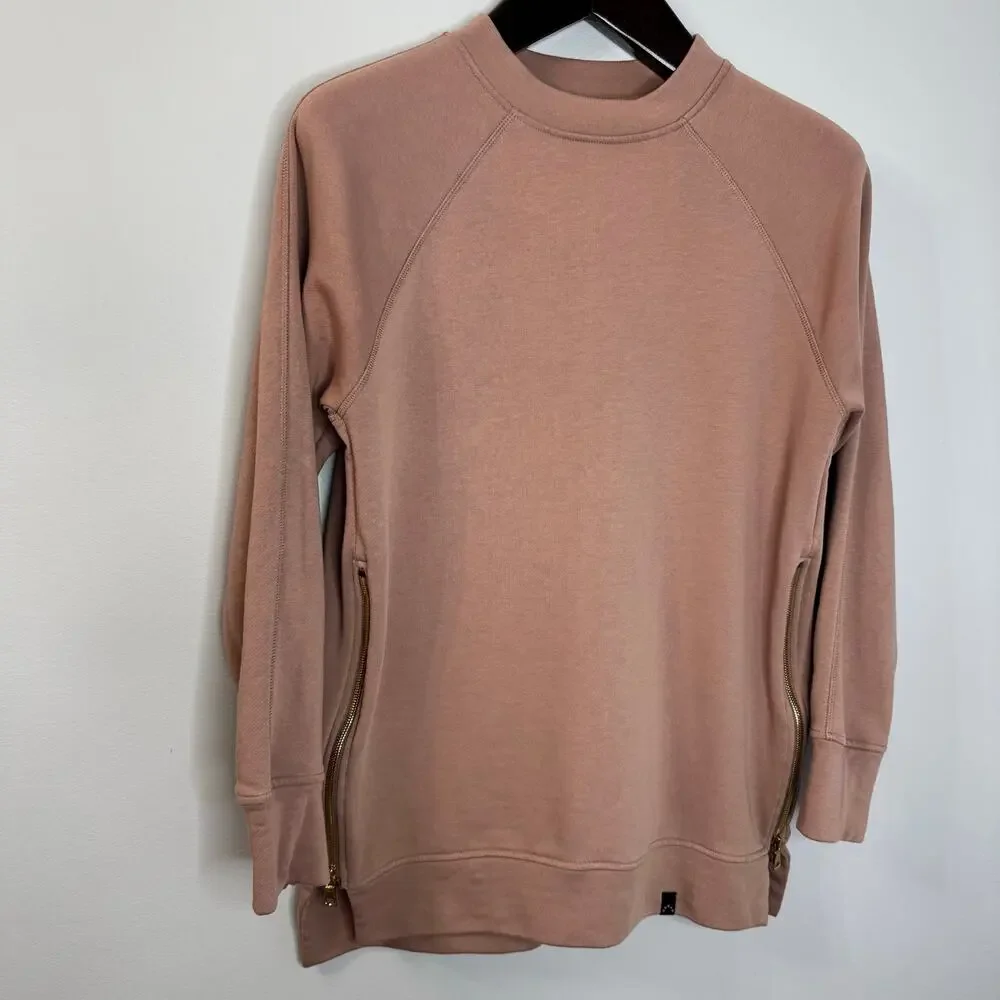 Varley Blush Manning Sweatshirt Double Zippered Pullover Casual Women's S - Picture 5 of 12